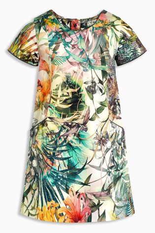 Multi Tropical Print Shift Dress (3-16yrs)